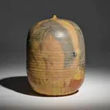 Untitled Closed Form (with rattle) by Toshiko Takaezu, 1983, glazed stoneware, sold Nov 2022