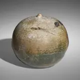 Untitled Early Closed Form by Toshiko Takaezu, c. 1975, glazed stoneware, sold Nov 2022