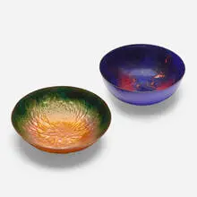 Bowls, set of two by Paolo De Poli, c. 1955, enameled copper, sold Nov 2022