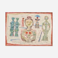 Massimo Campigli, Untitled (Figures), 1960, oil on canvas