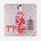 Takashi Murakami, Maiko of Kyoto, Cherry Blossoms on Red, 2024, offset lithograph in colors