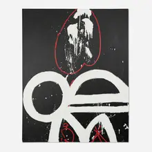 Double White by Emerson Woelffer, 1995-96, oil and acrylic on canvas, sold Aug 2026