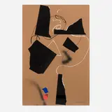 Emerson Woelffer, Lotto #1, 1985, collage, oil stick, and spray paint on cardboard laid to board