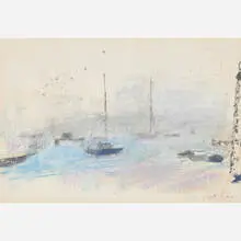 Sailboats by Wolf Kahn, Germany/USA, sold Nov 2016