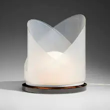 Carlo Nason, Table lamp, model LT 300, c. 1975, glass, enameled steel and brass