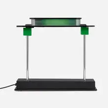 Ettore Sottsass, Pausania table lamp, 1983, plastic, chrome-plated brass, chrome-plated steel
