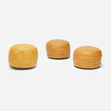 De Sede, DS 80 ottomans, set of three, c. 1965, leather upholstery