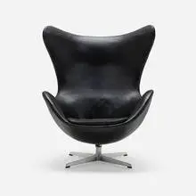 Arne Jacobsen, Egg chair, 1958, leather, cast aluminum, plastic