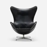 Arne Jacobsen, Egg chair, 1958, leather, cast aluminum, plastic