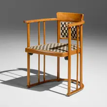 Josef Hoffmann, Armchair, model 728 b/F, c. 1908, beech, lacquered wood, upholstery