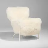Tre Pezzi lounge chair by Franco Albini and Franca Helg, enameled steel, Mongolian goatskin, sold Jul 2026