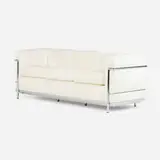 LC2 sofa by Pierre Jeanneret and Le Corbusier Charlotte Perriand, leather upholstery, chrome-plated steel, sold Jul 2026