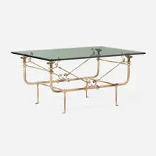 Paul Ferrante, Giacometti coffee table, c. 1990, patinated iron, glass
