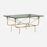 Paul Ferrante, Giacometti coffee table, c. 1990, patinated iron, glass