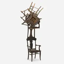 Karen Ryan, Untitled from In the Woods series, 2009, stained and painted oak and beech, upholstery, cane, plastic