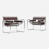 Marcel Breuer, Wassily chairs, pair, chrome-plated steel, leather