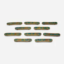 Pepe Mendoza, Door pulls, set of ten, 1958, patinated bronze, ceramic inlay