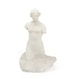 Léandre Grandmoulin, carved white carrera marble three quarter length figure of Aphrodite, marble