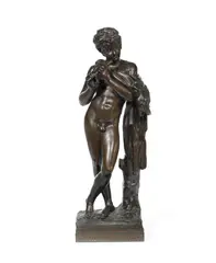Charles Crozatier, bronze model of a young faun with pipes, bronze