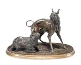 late 19th century Coalbrookdale patinated bronze model of a King Charles spaniel and an Italian greyhound by Pierre-Jules Mêne, patinated bronze, sold Jul 2019
