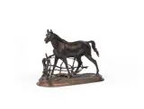 late 19th century Coalbrookdale patinated bronze and cast iron model of Cheval à la Barrière No 1 (Djinn) by Pierre-Jules Mêne, patinated bronze, offered Jul 2019