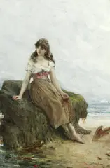Distant thought by John Burr, oil on canvas, sold Mar 2019