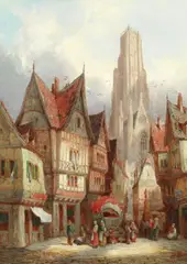 Henri Schafer, Street scenes, Rouen; a pair, oil on canvas