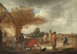 Edmund Bristow, Playing skittles, oil on canvas