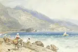 An Italian lake landscape by Rws Myles Birket Foster, watercolour heightened with white, sold Mar 2019