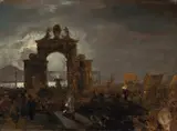 Oswald Achenbach, Studie zum Gemälde „Nächtliches Fest der Santa Lucia