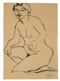 Max Pechstein, Weiblicher Akt, Um 1909, Tuschfeder auf Papier