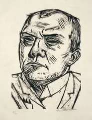 Selbstbildnis by Max Beckmann, 1922, Holzschnitt auf Bütten, sold May 2011