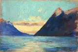 Lesser Ury, Gardasee mit Monte Baldo, 1914, Pastell auf Pappe