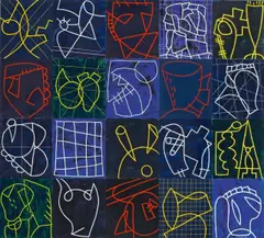 Jan Voss, Wandlung II, 1995, Öl auf 20 Holztafeln, auf Holz montiert