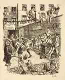 Heinrich Zille, Komm, Karlineken, komm!, 1924, Halbleinenband mit 42 Lithographien, jeweils auf leicht gelblichem Papier