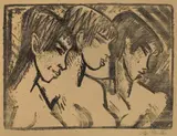 Otto Mueller, Drei Mädchen im Profil (Drei Mädchenköpfe), 1921, Lithographie auf Van Gelder-Bütten