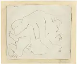 Etreinte II by Pablo Picasso, 1963, Linolschnitt in Weiß auf mit Tusche grundiertem Arches-Velin, sold May 2019