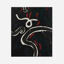 Emerson Woelffer, Poet Noir, 1975, oil and acrylic on canvas with paper collage