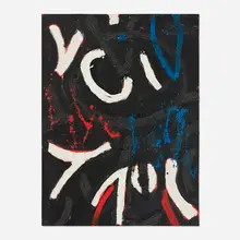 Untitled by Emerson Woelffer, 1994, acrylic and mixed media on canvas, sold Aug 2026