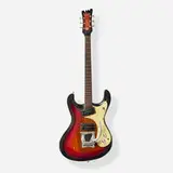 The Ventures Model Solidbody Electric Guitar, 1963 by Mosrite of California, Bound poplar body, set maple neck with fretwire string guide, aluminum Vibramute vibrato and bar bridge, sold Jun 2026