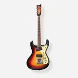 The Ventures Model Solidbody Electric Guitar, 1964 by Mosrite of California, Bolt-on maple neck with large headstock logo, Vibramute vibrato, spun knobs, aluminum bridge deck, sold Jun 2026