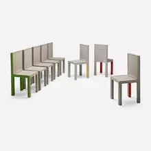 Dining chairs, set of eight by Reed and Delphine Krakoff, 2014, felt over wood, sold Jul 2026