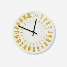 Tauba Auerbach, 24-hour wall clock, 2013, screenprint on composite, enameled aluminum, brass