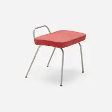 George Nelson & Associates, Vanity stool, model 4672, 1948, upholstery, aluminum