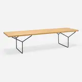 Harry Bertoia, Slat bench, oak, enameled steel
