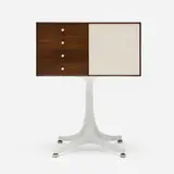 Miniature cabinet, model 5211 by George Nelson & Associates, 1952, rosewood, enameled aluminum, lacquered rosewood, sold Jul 2026
