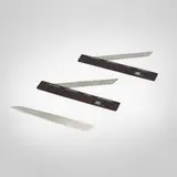 Danese, Bookmarks model 7001A, pair and letter opener, 1962, 1987, stainless steel, brass