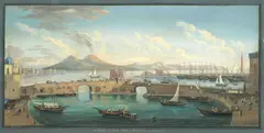 Neapolitan School, Veduta del Ponte Nuovo e Immacolatella a Napoli; Veduta del Palazzo dei Regi Studi a Napoli, a pair, gouache