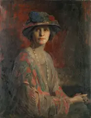 Charles Buchel, Portrait of a lady in a hat, oil on canvas