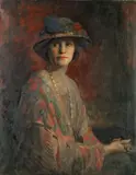 Charles Buchel, Portrait of a lady in a hat, oil on canvas